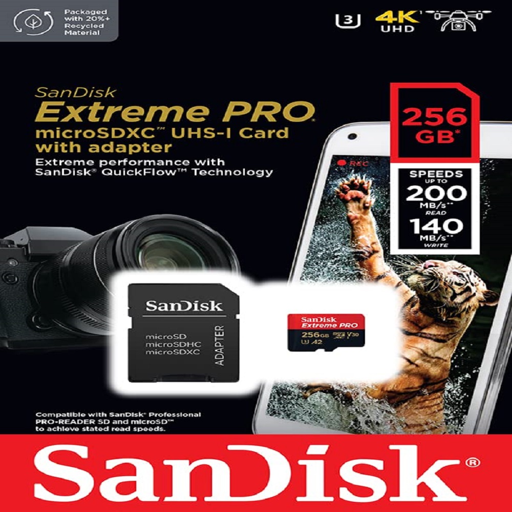 SanDisk 256GB MicroSD Extreme Pro Memory Card - GP Pro