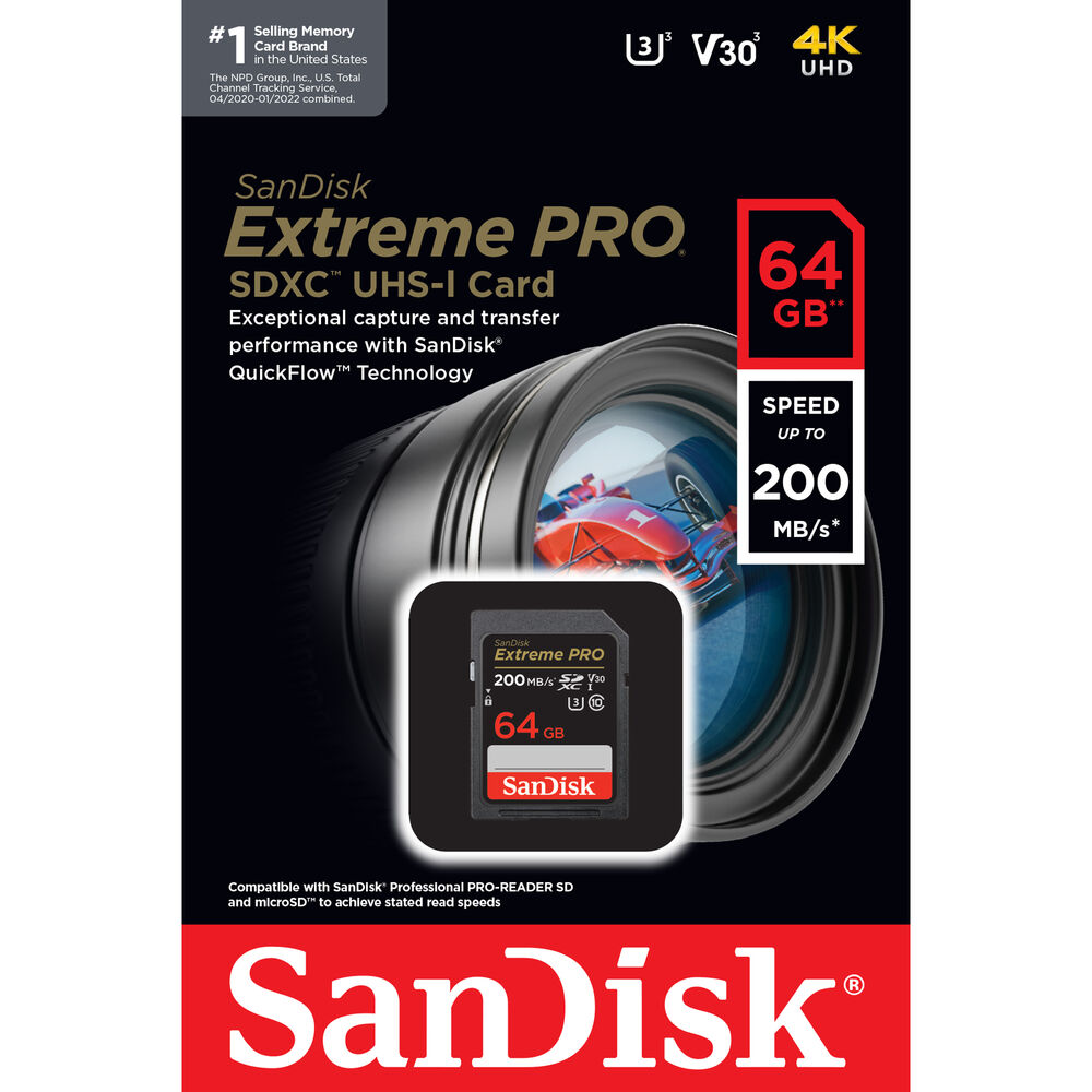 Memoria SD 64GB Sandisk Extreme V30 UHS 3 Class 10 - SDSDXV2-064G
