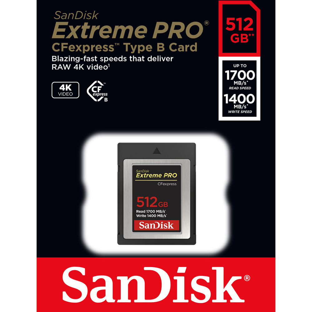 SanDisk 512GB Extreme PRO CFexpress Card Type B - GP Pro