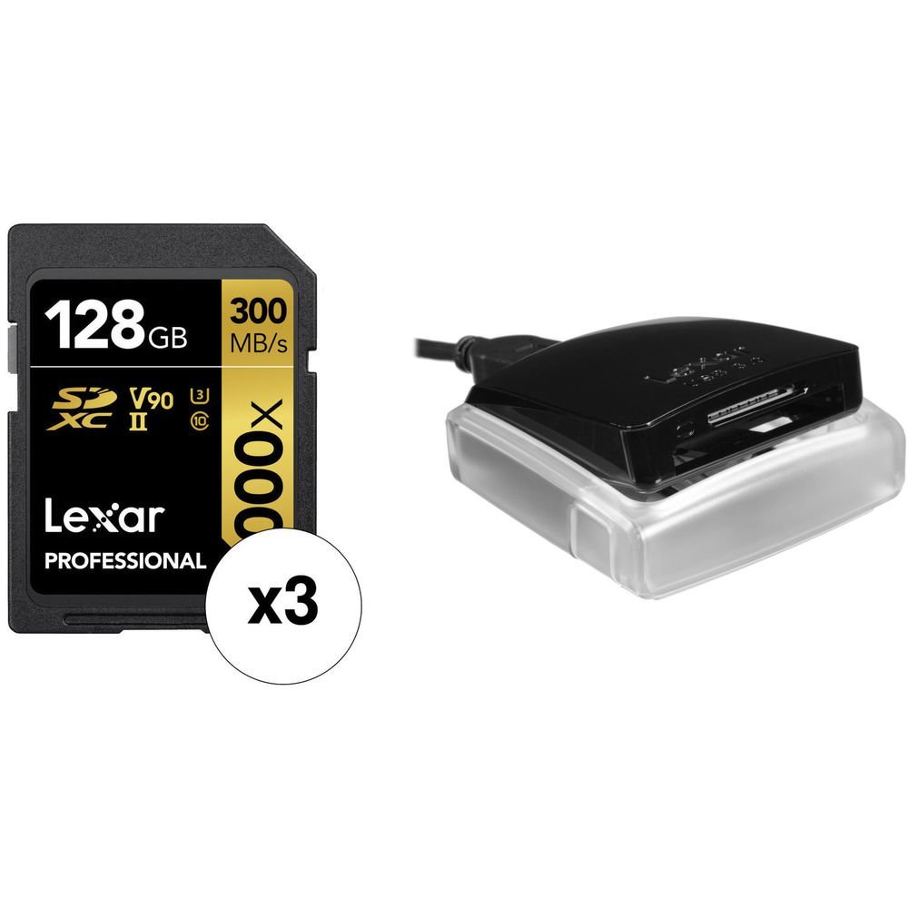 Lexar 128GB Professional 2000x UHS-II SDXC Memory Card with SD Card Reader