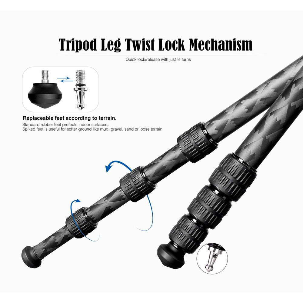 LQ-324C+LH-40 3 Leofoto Mr. Q LQ-324C+LH-40 Carbon Fiber Tripod with Ball Head