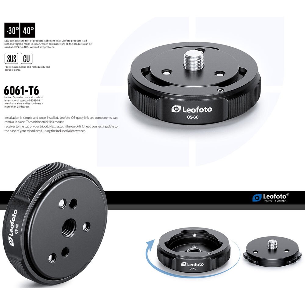 Leofoto QS-60 Quick-Link Tripod Head Quick Release Set (