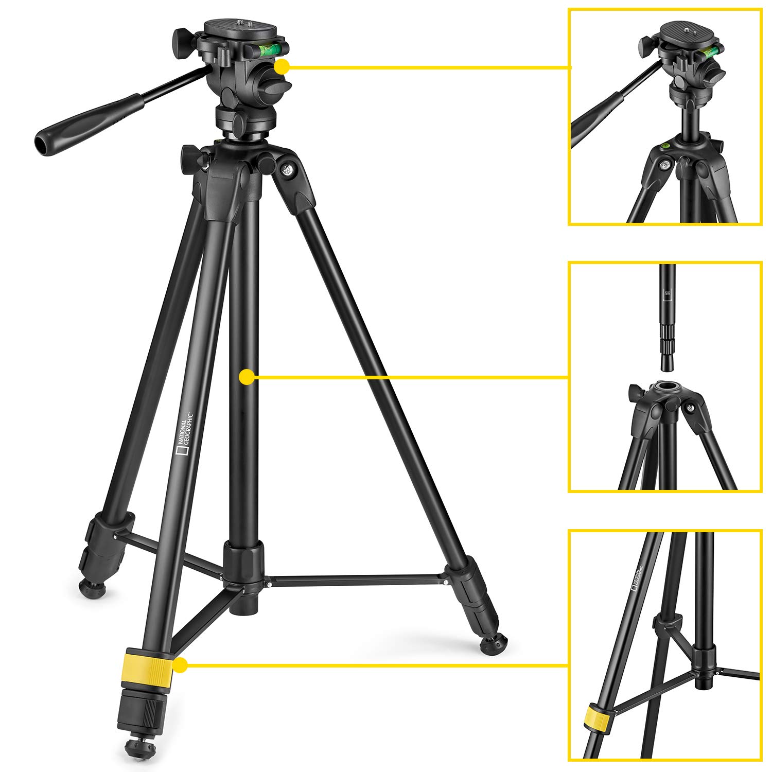 National Geographic NGHP004 Photo Tripod Kit with Monopod, Carrying Bag, 3-Way Head
