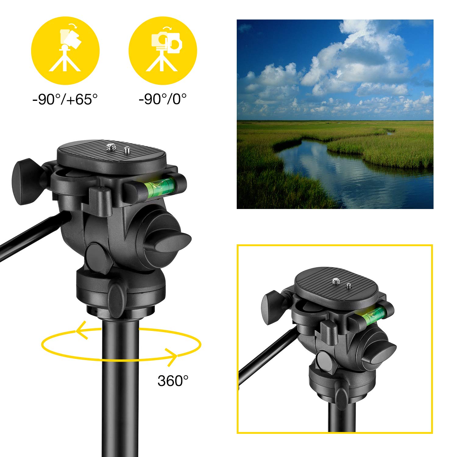 National Geographic NGHP004 Photo Tripod Kit with Monopod, Carrying Bag, 3-Way Head