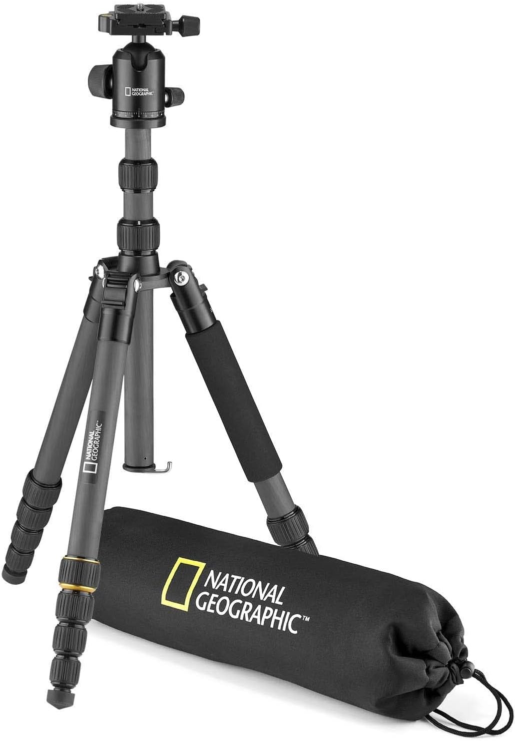 National Geographic (NGR004TCF) Travel Photo Tripod Kit with Monopod, Carbon Fibre, 5-Section Legs