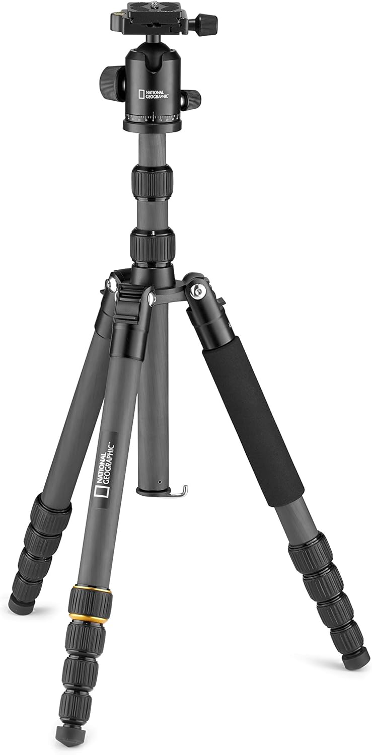 National Geographic (NGR004TCF) Travel Photo Tripod Kit with Monopod, Carbon Fibre, 5-Section Legs