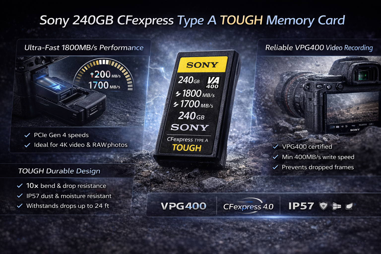 Sony 240GB CFexpress 4.0 Type A TOUGH Memory Card
