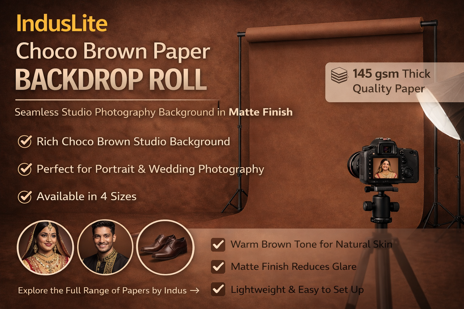 IndusLite Choco Brown Paper Backdrop Roll (INDL-06)