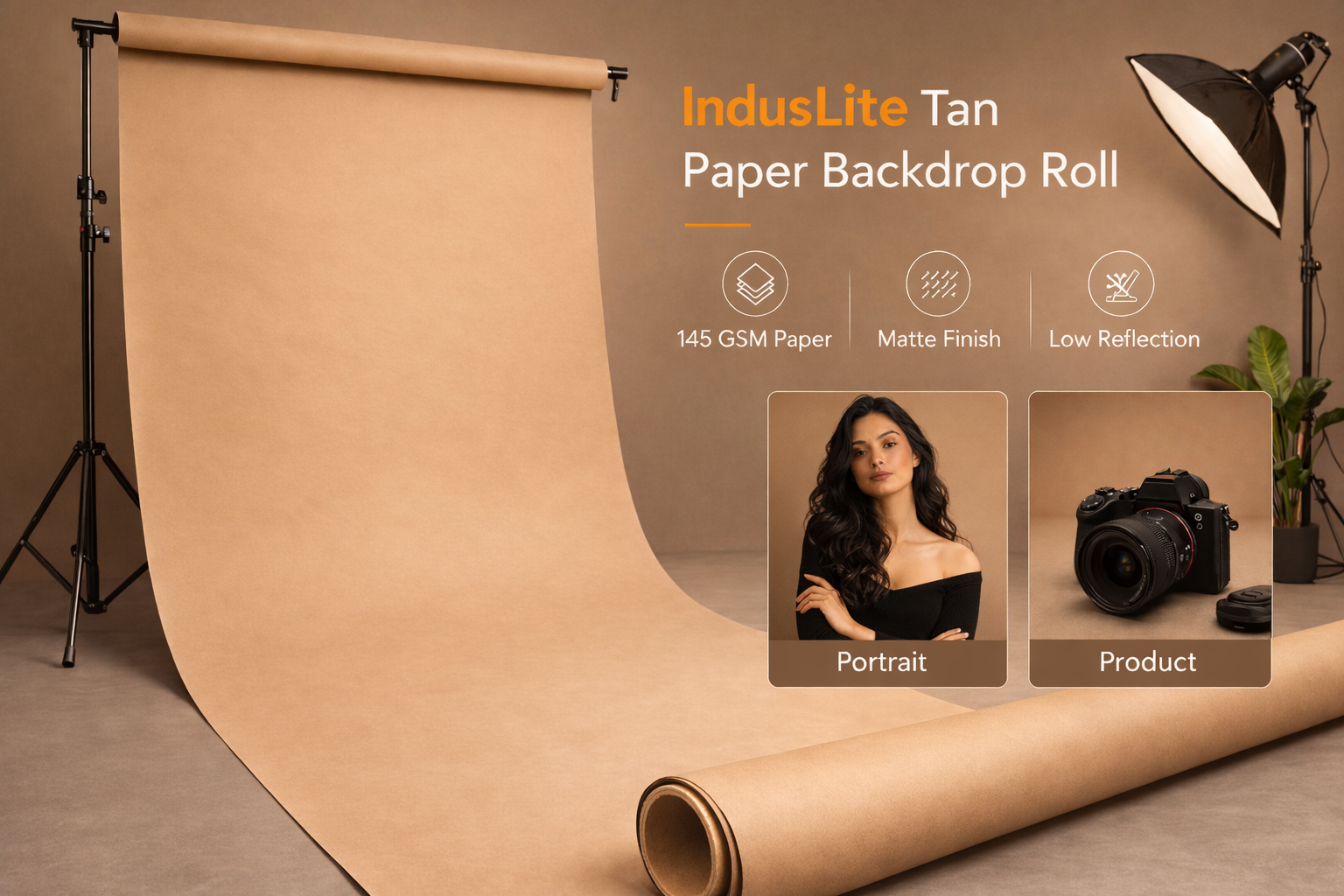 IndusLite Tan Paper Backdrop Roll (INDL-18)