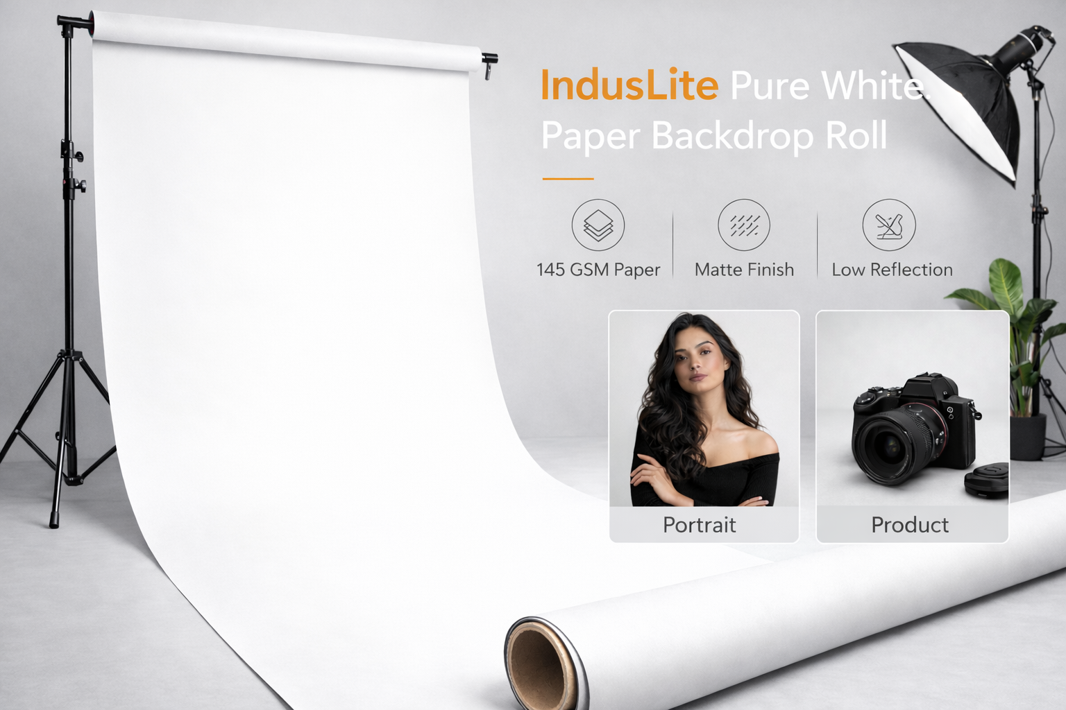 IndusLite Pure White Paper Backdrop Roll (INDL-19)