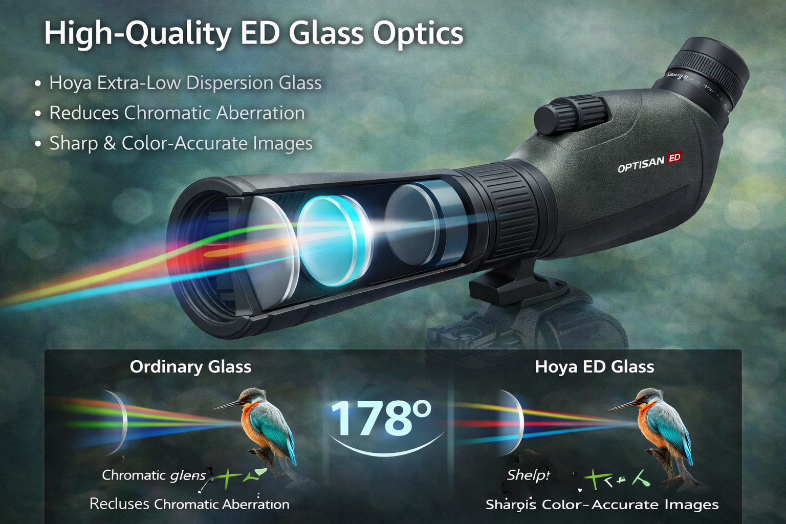 Optisan 15-60x80 PL ED Angled Spotting Scope