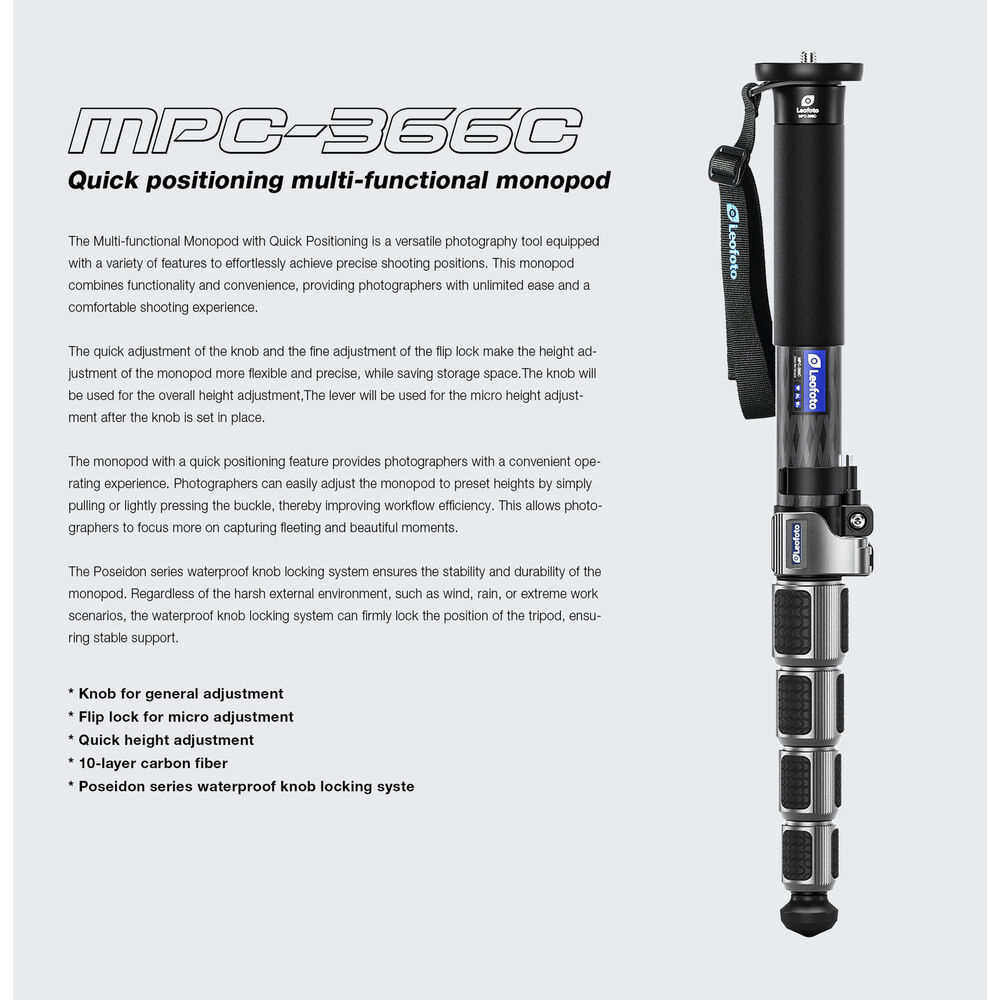 Leofoto MPC-366C Carbon Fiber Monopod